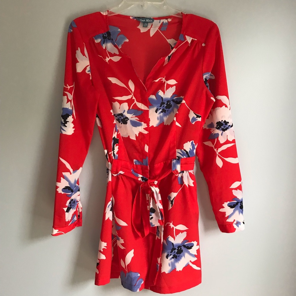 Romper- Fleur Bleue Red Floral